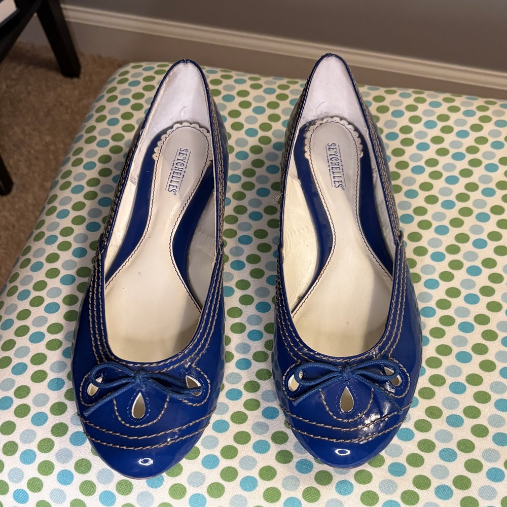 Seychelles Royal Blue Flats with Bow Detail